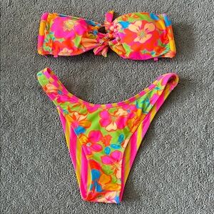 Vibrant Pink and Orange Bikini Swim Set